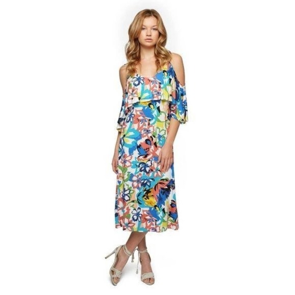 (60% OFF) NWT Rachel Pally Multi Color Jae Dress Flores in Blue Large MSRP: $275 - Picture 1 of 7